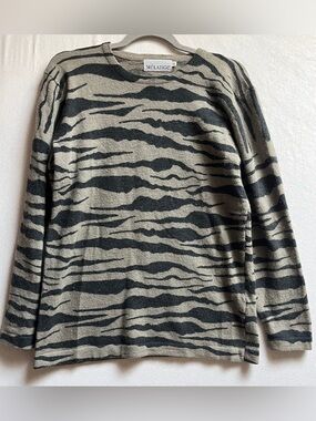 Vintage Melange Lambswool Angora Crewneck Sweater Size S Tiger Stripe